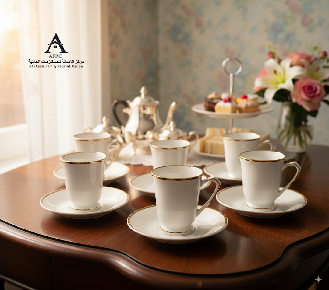 6-Piece Ceramic Tea Cup Set with Saucers - Model N0011S