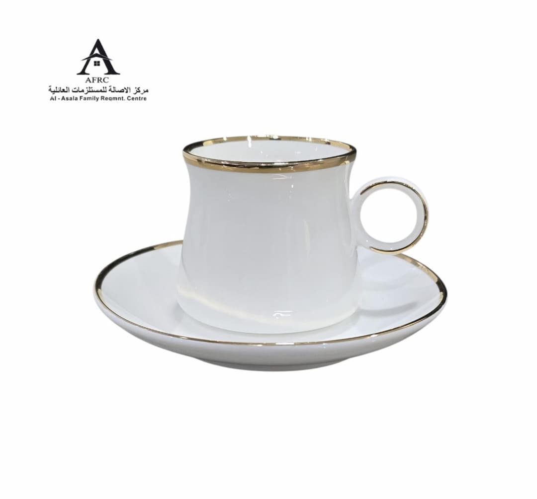 Indulge in Elegance: AFRC N0031 - GOLD line 1x6 Ceramic Milk Cup Set