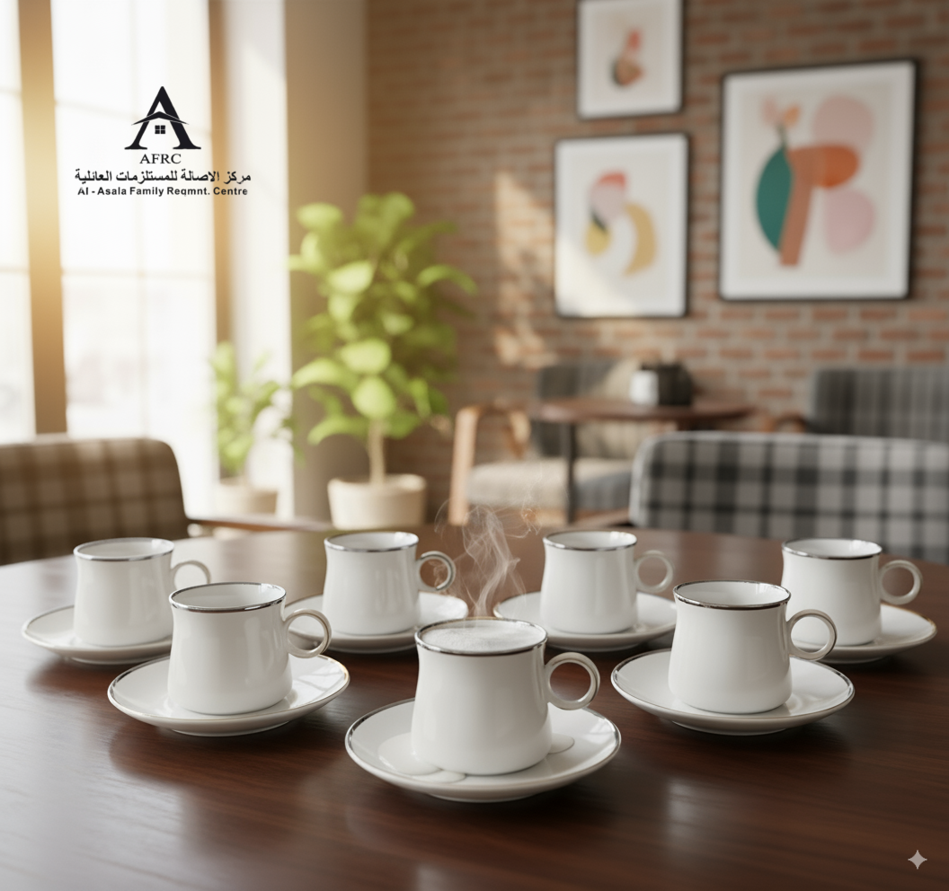 Indulge in Elegance: AFRC N0031 - SILVER Line Ceramic Milk Cup & Saucer Set (1x6)